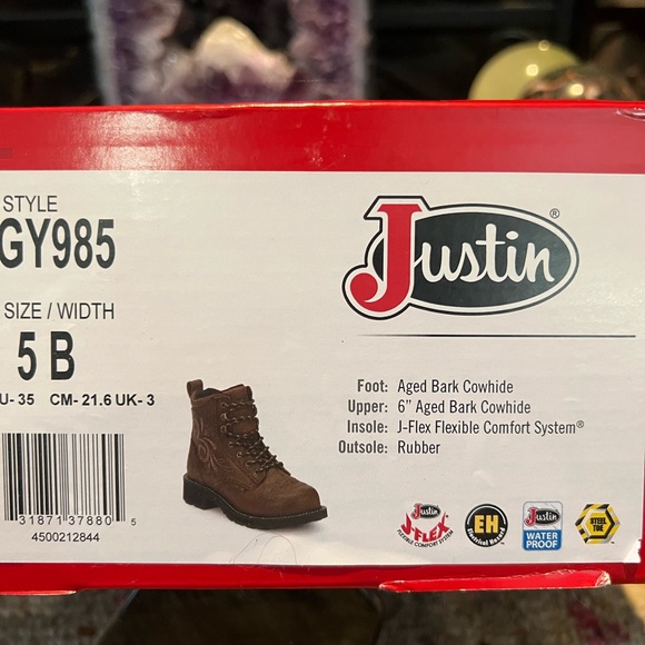 NIB - Justin Steel Toe Gypsy Lace Up Boots - Picture 9 of 9